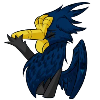 😓 bird, cartoon, gesture, middle finger, offensive, attitude, blue, yellow telegram sticker