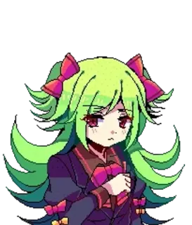 🧪 anime, girl, sad, pixel art, cute telegram sticker