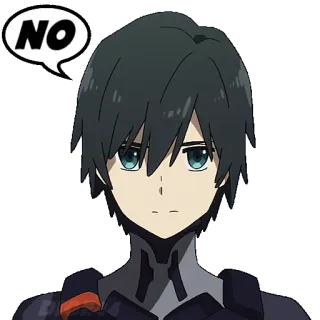 👎 Hiro Darling in the Franxx NO Аниме, Хиро, Darling in the Franxx, Нет, Отрицание, Облачко telegram sticker
