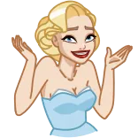 🤷‍♀ donna, cartone animato, alzata di spalle, bionda, vestito blu, confusa telegram sticker