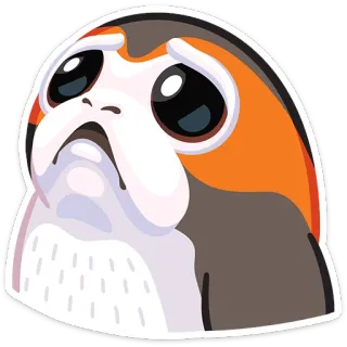 😩 Porg Star Wars Porg, pájaro, Star Wars, mono, triste, animal, película telegram sticker