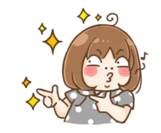 😉 Hoạt hình, Cô gái, Dễ thương, Lấp lánh, Súng ngón tay, Nháy mắt telegram sticker