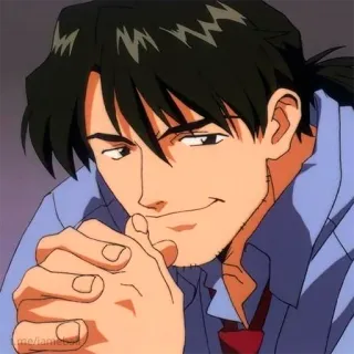😉 Gendo Ikari Neon Genesis Evangelion Anime, Hombre, Serio, Anticipación telegram sticker