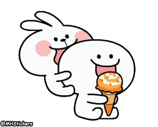 😋 @MHStickers うさぎ, アイスクリーム, かわいい, 漫画 whatsapp sticker