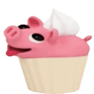 🧁 돼지, 컵케이크, 음식, 디저트, 귀여운, 동물, 달콤한 whatsapp sticker