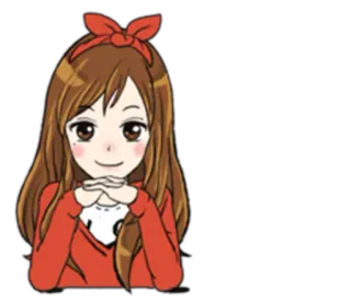 🙇 cartoon, girl, red, bow, cute, anime, manga telegram sticker