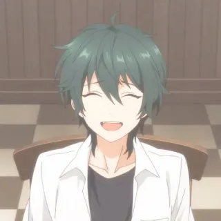 🧤 anime, character, male, smiling, green hair telegram sticker