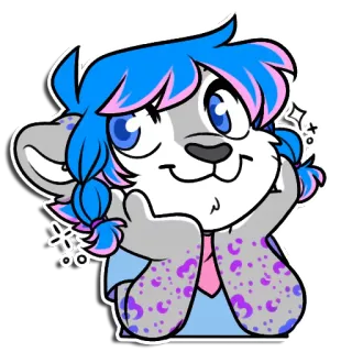 😌 Furry, Anthro, Schattig, Cartoon, Dier, Kawaii, Sticker whatsapp sticker