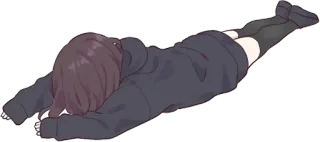 😕 anime, manga, perempuan, lelah, berbaring, sedih telegram sticker