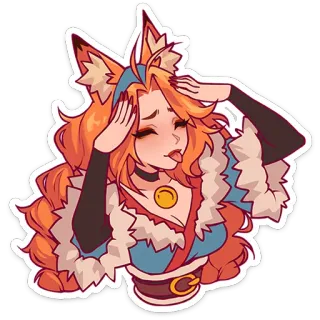 😛 raposa, menina, anime, desenho animado, furry, fofo, língua, rubor whatsapp sticker
