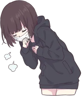 😷 кашель, болен, аниме, маска, простуда, болезнь telegram sticker