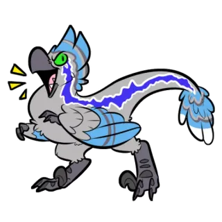 🐊 dinossauro, desenho animado, adesivo, raptor, azul, ilustração telegram sticker