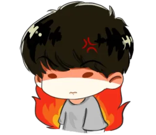 👿 生气, 沮丧, 难过, 压力大, 红色, 火焰, 卡通 telegram sticker