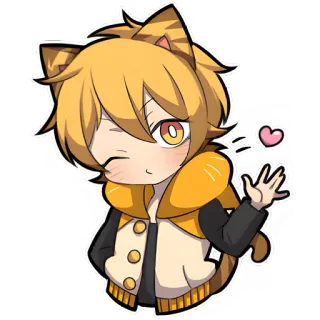 😉 애니메이션, 고양이, 카와이, 귀여운, 만화, 캐릭터, 하트 telegram sticker