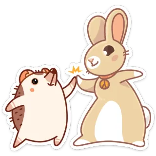 👋 hedgehog, rabbit, high five, animals, cute, friendship telegram sticker