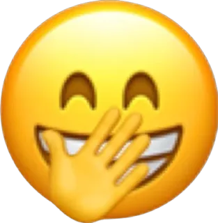 😁 อีโมจิ, ยิ้ม, หัวเราะ, มือ, หน้า, ความสุข telegram sticker