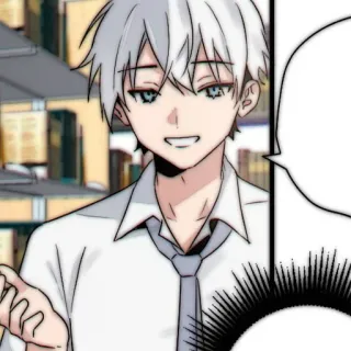 🥛 anime, manga, character, boy, white hair, office worker whatsapp sticker