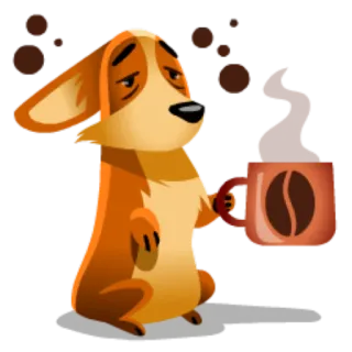 ☕ corgi, perro, café, triste, taza, animal telegram sticker