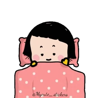 👧 @Mycute_stickers mignon, autocollant, illustration, fille, lit, kawaii telegram sticker