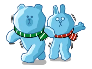 ❄ หมี, กระต่าย, การ์ตูน, ผ้าพันคอ, ฤดูหนาว telegram sticker