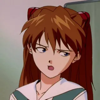 😒 Asuka Neon Genesis Evangelion anime, cartoon, character, girl, animation, Asuka telegram sticker