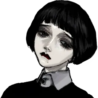 😔 Эмо Гёрл, Эскиз, Искусство, Грустный, Портрет telegram sticker