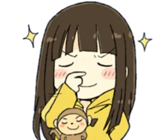 😼 Anime, Kreskówka, Dziewczyna, Małpa, Brokat, Słodkie telegram sticker