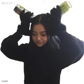 🤓 by LoL femme, gants, boîtes de conserve, tête, idiot telegram sticker