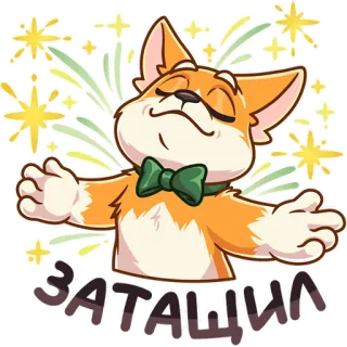 🥳 ЗАТАЩИЛ corgi, dog, bow tie, stars, cute, cartoon telegram sticker