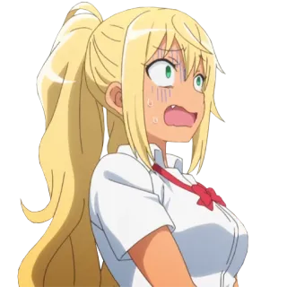 😱 Аниме, Мультфильм, Девушка, Блондинка, Школьная форма, Выражение telegram sticker