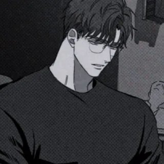 🩸 man, glasses, black and white, cartoon, anime telegram sticker