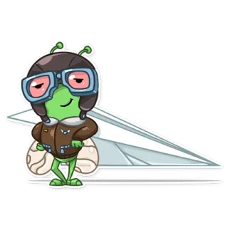 😀 desenho animado, piloto, avião, inseto, adesivo, aviador telegram sticker
