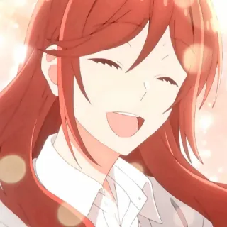 🍥 anime, ruiva, sorrindo, feliz, feminino telegram sticker