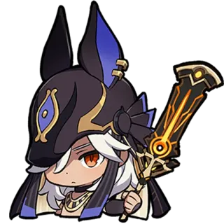 👊 Cyno Genshin Impact Cyno, Genshin Impact, jeu vidéo, animé, personnage, chibi, gaming whatsapp sticker