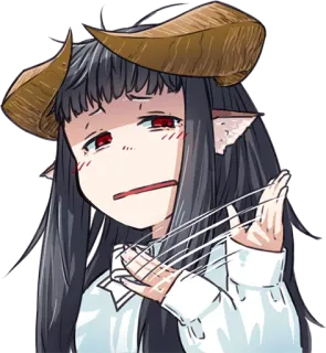 😦 anime, manga, character, horns, elf, cute telegram sticker