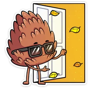 😎 осень, осень, листья, дверь, милый, персонаж, природа telegram sticker