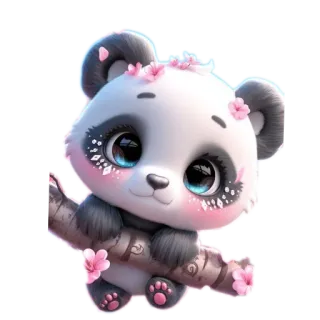 🧸 Panda, Lindo, Animal, Kawaii, Pegatina, Dibujo animado, Bebé panda whatsapp sticker