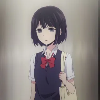 🔖 Anime, Mädchen, Schuluniform, Kurze Haare, Schleife telegram sticker