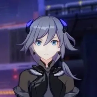 😠 Anime, Cheveux Gris, Femme, Personnage, Honkai Impact, Jeu telegram sticker