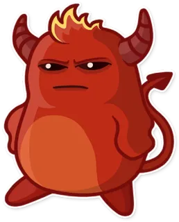 😕 devil, demon, cartoon, monster, red, horns, angry whatsapp sticker