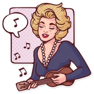 🎸 Marilyn Monroe marilyn monroe, singer, ukulele, music, blonde, actress, song, performer telegram sticker