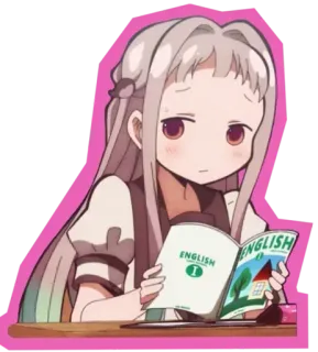 😍 ENGLISH anime, girl, reading, book, school, student whatsapp sticker
