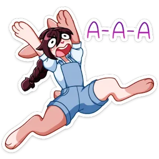 😲 A-A-A Dessin animé, Animé, Sticker, Mignon, Lapin, Fille, Saut, Expressif telegram sticker