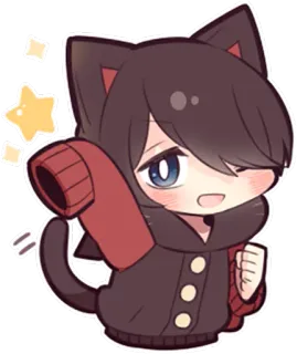 😉 Anime, Gatto, Kawaii, Cartoni animati, Carino whatsapp sticker