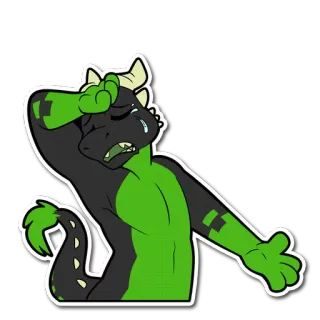 😭 dragon, pleurs, triste, larmes, anthro, reptile, furry, dessin animé telegram sticker