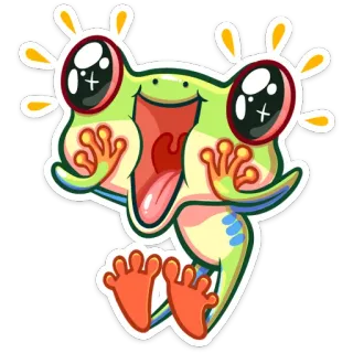 🤩 rana, cartone animato, animale, carino, kawaii, adesivo telegram sticker