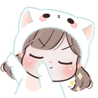 🍥 garota anime, fofo, adesivo, dedo do meio, gesto insultante, desenho animado, orelhas de gato whatsapp sticker