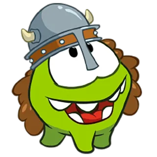 💂 Om Nom Cut the Rope Om Nom, Cut the Rope, Viking, Cartoon, Sticker telegram sticker
