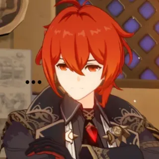 😐 Diluc Genshin Impact ... anime, red hair, video game, character, handsome telegram sticker