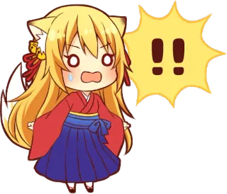 😯 Anime, Garota Raposa, Surpreso(a), Chibi, Kawaii telegram sticker